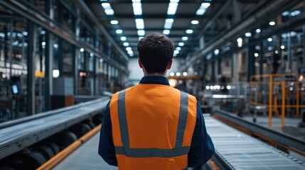 Automated Warehouse Worker Navigating Industrial Machinery