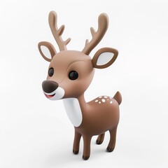 Fototapeta premium Cute deer in 3D style on a white background 