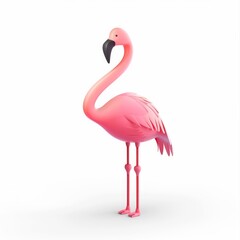 Fototapeta premium Flamingo in 3D style on a white background 