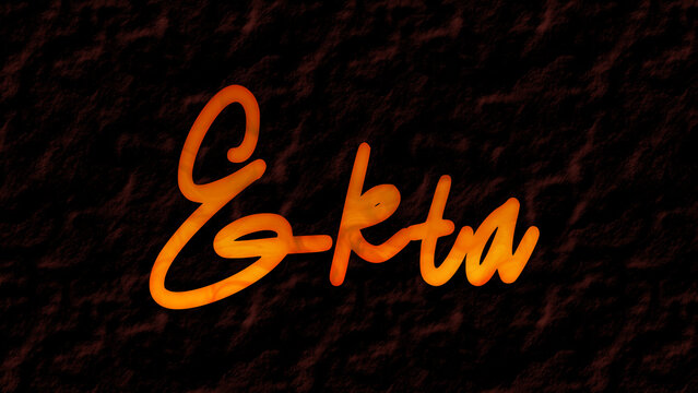 3D fire text effect of name Ekta on dark background.	