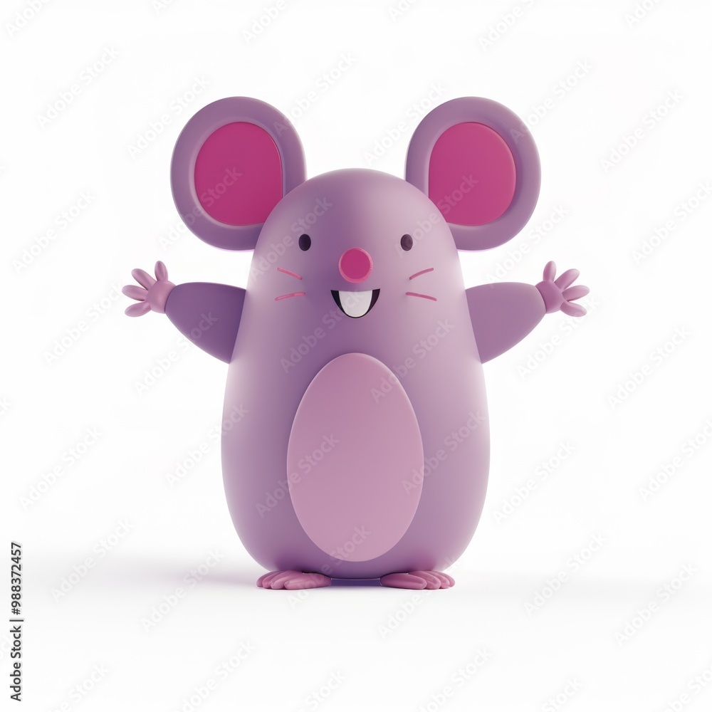 Sticker mouse in 3d style on the white background