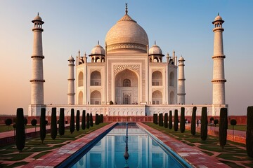 Naklejka premium Timeless Taj Mahal: An Architectural Marvel in Agra, India