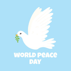 Fototapeta premium World Peace Day. Poster for peace day with dove. Flying white dove. Vector illustration.