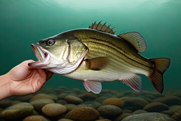 Fototapeta premium Largemouth Bass in Freshwater Habitat with Clear Background