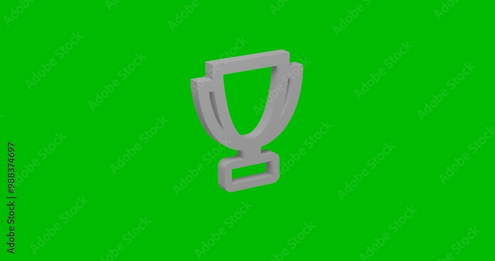 Poster animation of rotation of a white trophy symbol with shadow. simple and complex rotation. seamless lo