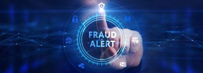 Fraud Alert Caution Defend Guard Notify Protect Concept.