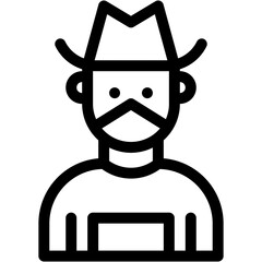 Vector Icon farmer, overalls, hat, caucasian, man