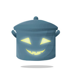 scarry stockpot mascot character. cute, horror and halloween concept. food, kitchen, or lifestyle themes