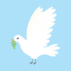 World Peace Day. Poster for peace day with dove. Flying white dove. Vector illustration.