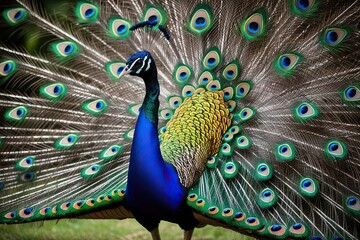 Obraz premium Vibrant Indian Peacock Capturing the Essence of Natural Elegance