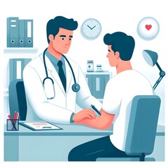 Flat Design Doctor Treating a Patient Illustration
