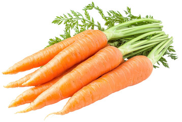 Bunch of carrots with leaves on transparent background