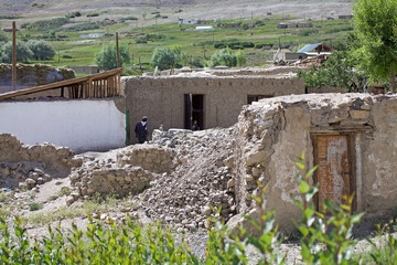 Jalang village among Pamir mountains in the Gorno-Badakhshan region in Tajikistan