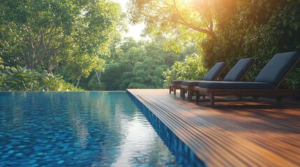 Tranquil Poolside Oasis with Lounging Chairs