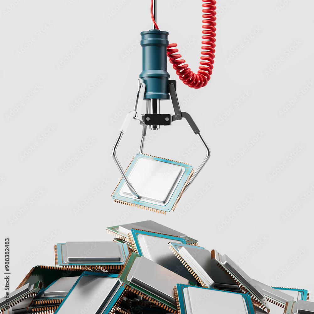 Aufkleber robotic claw with micro chips, computer engineering and processors