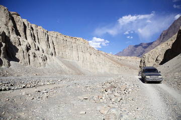 Landscape along the Bartang Valley in the Gorno-Badakhshan region in Tajikistan