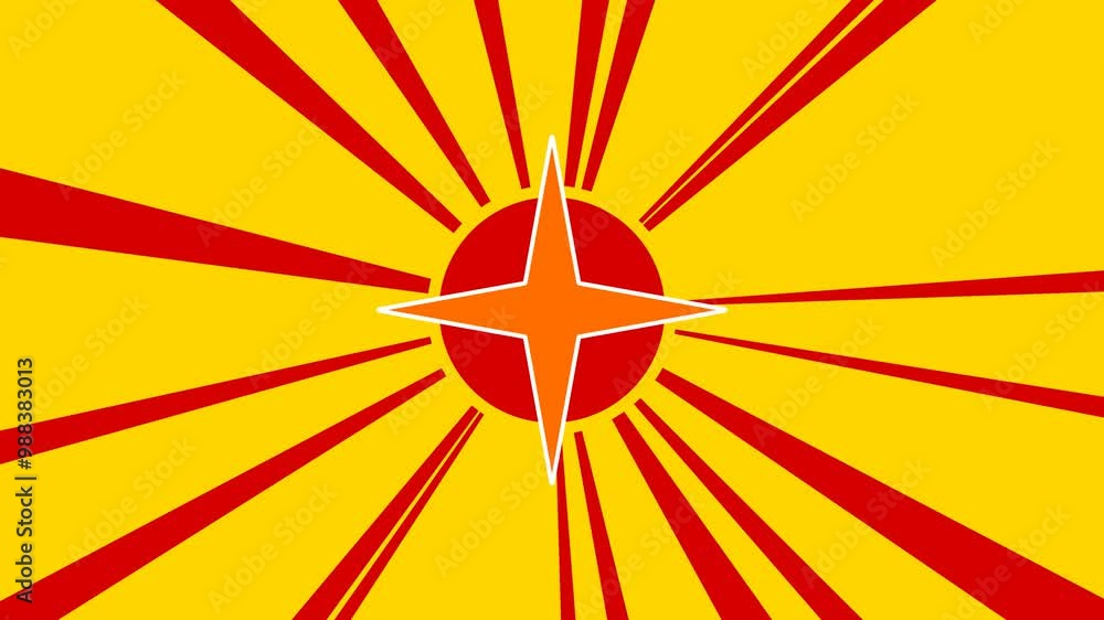 Aufkleber star symbol on the background of animation from moving rays of the sun. large orange symbol increase