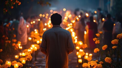 Glowing Lanterns in a Nighttime Festival