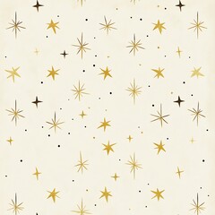 Clean minimalistic New Year card with a soft ivory background and a pattern of small elegant gold stars arranged in a subtle grid layout