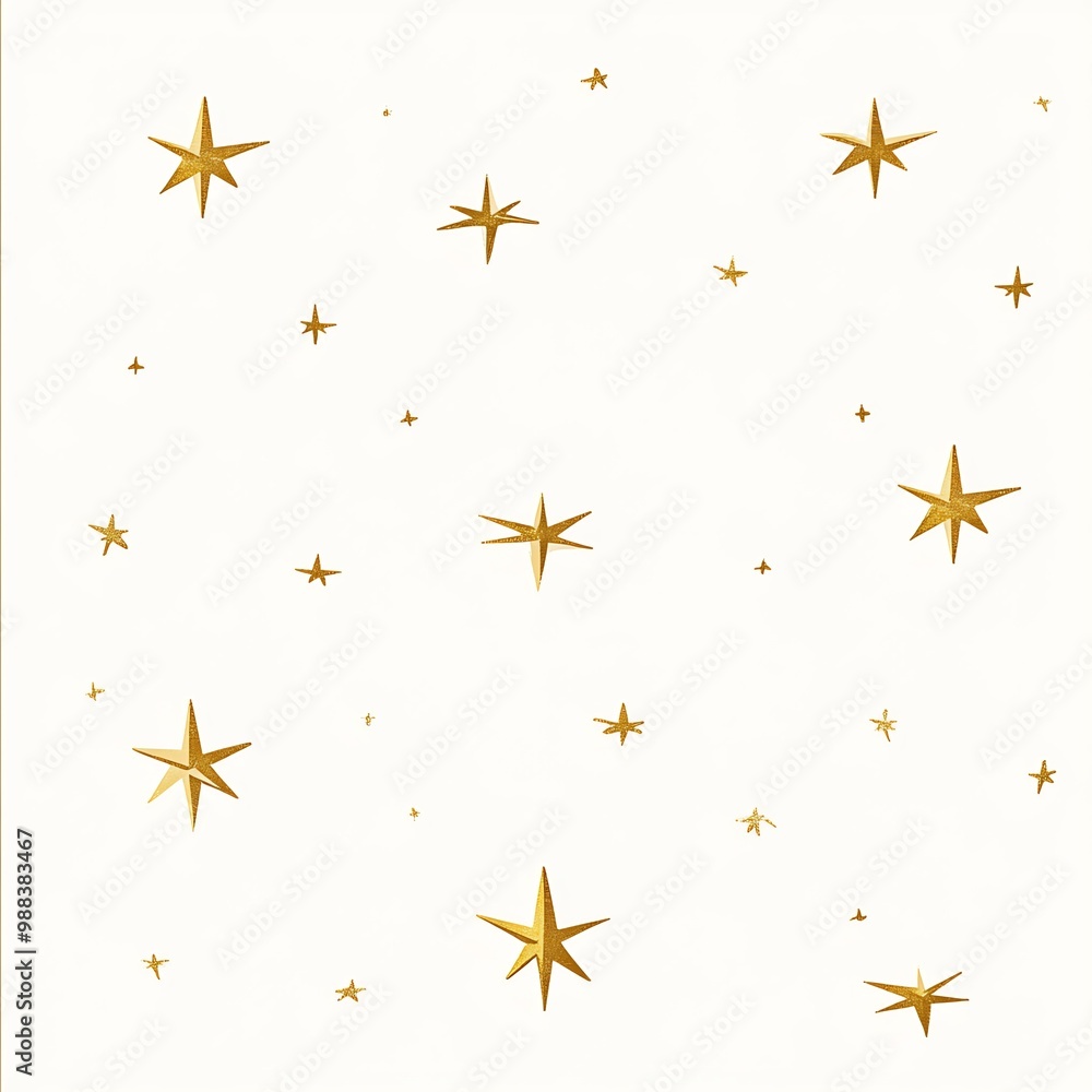 Poster clean minimalistic new year card with a soft ivory background and a pattern of small elegant gold st