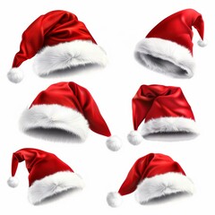 Santa hat icon, christmas hat, santa claus cap , red holiday costume symbol, xmas hat sign on white