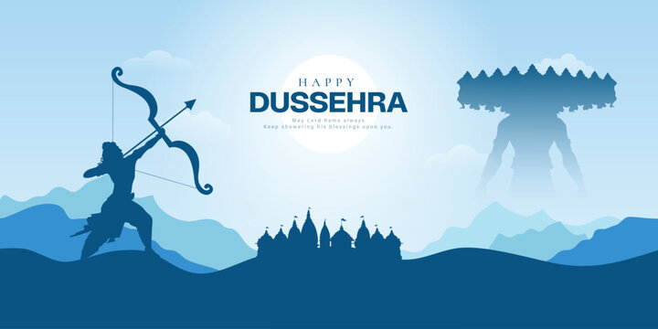 realistic happy dussehra celebration wishing or greeting card and post and banner design vector file