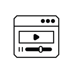 video player glyph icon with white background vector stock illustration