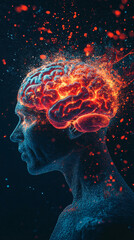 Abstract visual representation of dementia on a black background, featuring intricate and ethereal brain imagery, highlighting the complexity and fragility of the human mind.