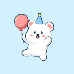 cute Birthday Bear Illustration vector for elements, clipart and sticker