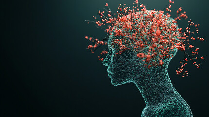Abstract visual representation of dementia on a black background, featuring intricate and ethereal brain imagery, highlighting the complexity and fragility of the human mind.