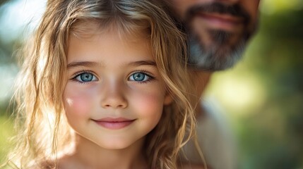 Fototapeta premium little girl hugging her father close up father day concept