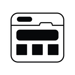 web content glyph icon with white background vector stock illustration