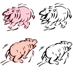 set of baby hippo vector for card decoration illustration