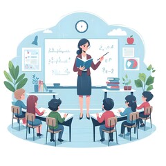 Flat Design Teacher Giving a Lesson Illustration