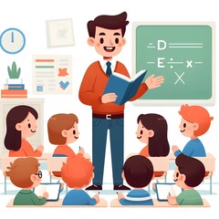 Flat Design Teacher Giving a Lesson Illustration