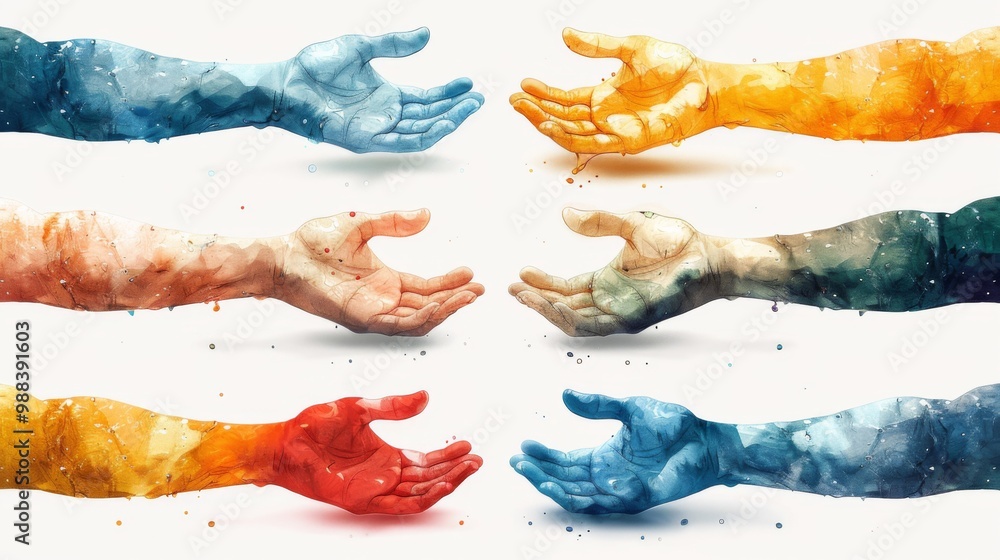 Poster design web icons featuring a helping hand, conveying the idea