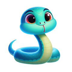 Fototapeta premium Cute snake 3D ,cartoon style illustration. 