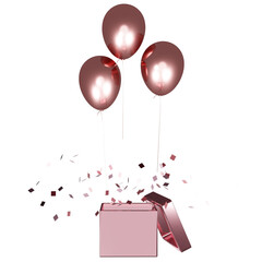 gift box opened bow scatter 3d illustration