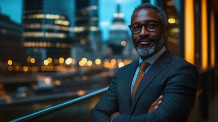 manager with tablet sitting on stairs london city hall