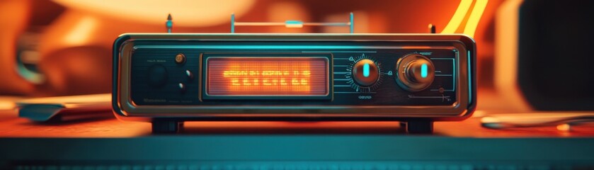 Obraz premium Retro-Futuristic Radio: Vintage Design with Modern Colors