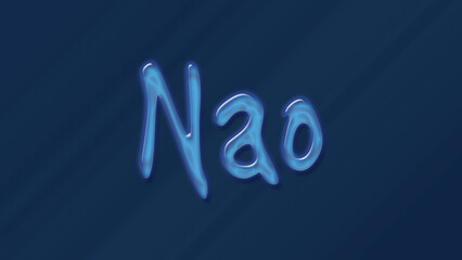 Water bubble 3D text effect of name Nao 0n blue background.