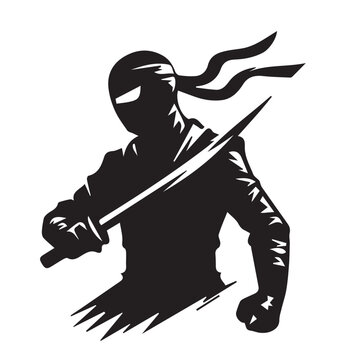 recommend clip art: Ninja silhouette -vector image of ninja - black and white ninja 