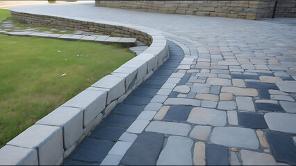 Pathway leading into the distance, framed by lush greenery or garden elements.






