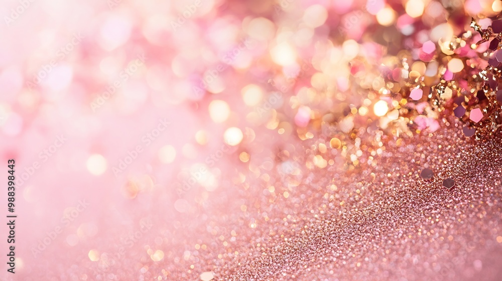 Poster elegant new year card featuring soft pink gradient background with metallic gold edges and a touch o