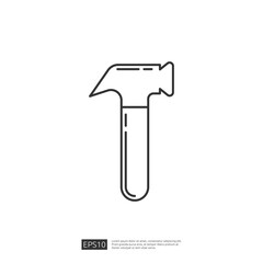 Hammer Icon Line Style Black and White Vector Illustration