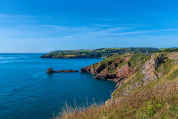 South Devon coast near Brixham view on walk to St Mary`s Bay