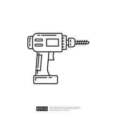 Black and white line art icon of an electric drill