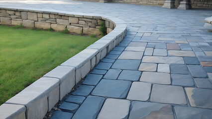 Pathway leading into the distance, framed by lush greenery or garden elements.





