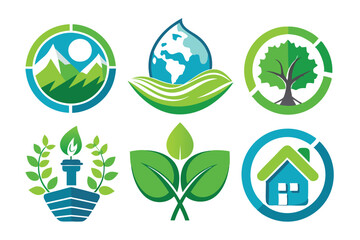 Obraz premium This collection showcases various eco logos that symbolize sustainability, nature preservation, and environmental consciousness.