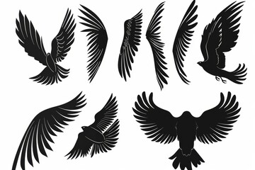 Obraz premium Wings flat icon, angel wings emblem, bird feathers minimal silhouette, pigeon sign, spirituality symbol